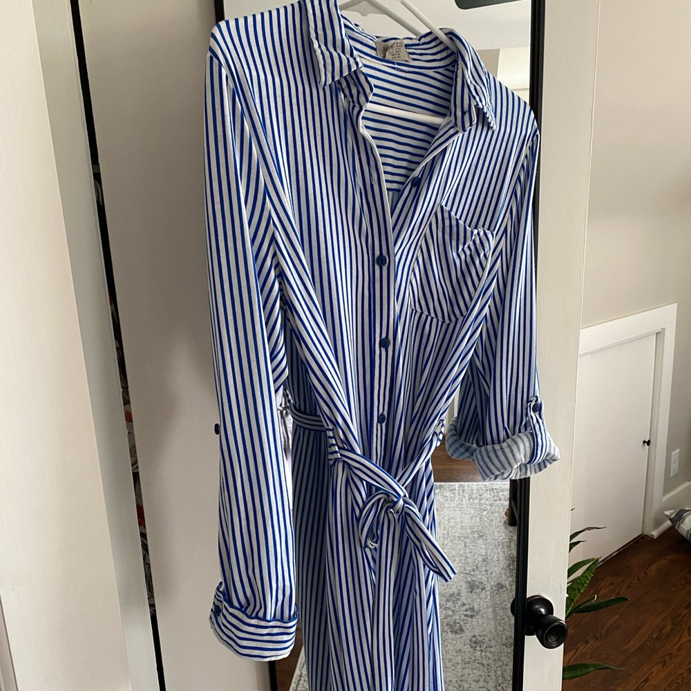Passport Blue Stripe button front shirt  Dress